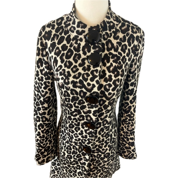Le Chateau Leopard Print Fitted Pea Coat Made in Canada; XXS - Picture 4 of 9